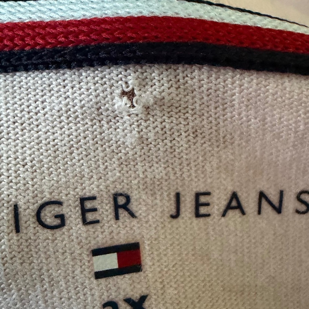 NEW Tommy Hilfiger Jeans T-Shirt Pink Large Logo Cotton Size 2X Lightweight 90s - Picture 5 of 10
